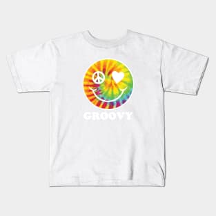 Groovy Emoji Face Vintage Retro Music Shirt Rave Party Wear Smiley Happy Kids T-Shirt